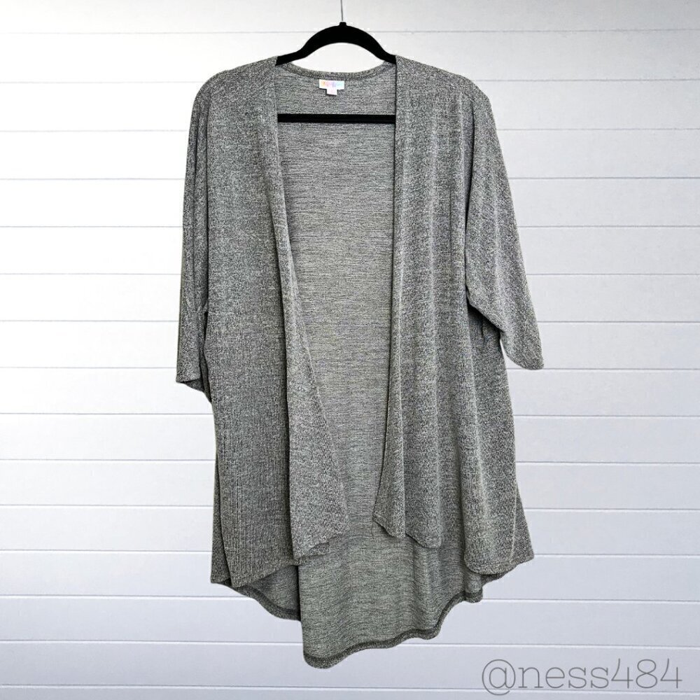 LuLaRoe Cardigan Sweater Duster Open Front Gray Heathered Knit Women‎ Size S